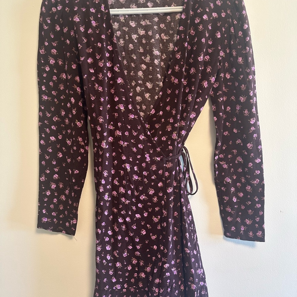 Sunday Best Black Floral Dress with Pink Rose Accents